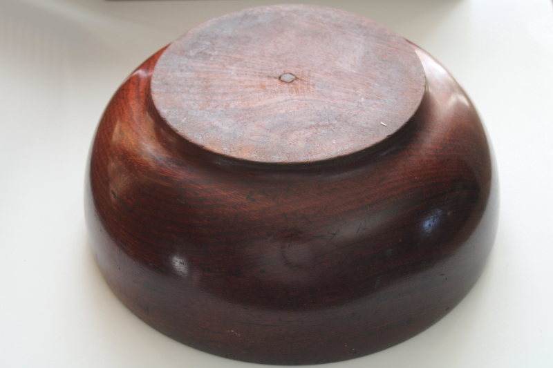 photo of vintage wood bowl, big round dough bowl handcrafted from salvaged old barn beam wood #3