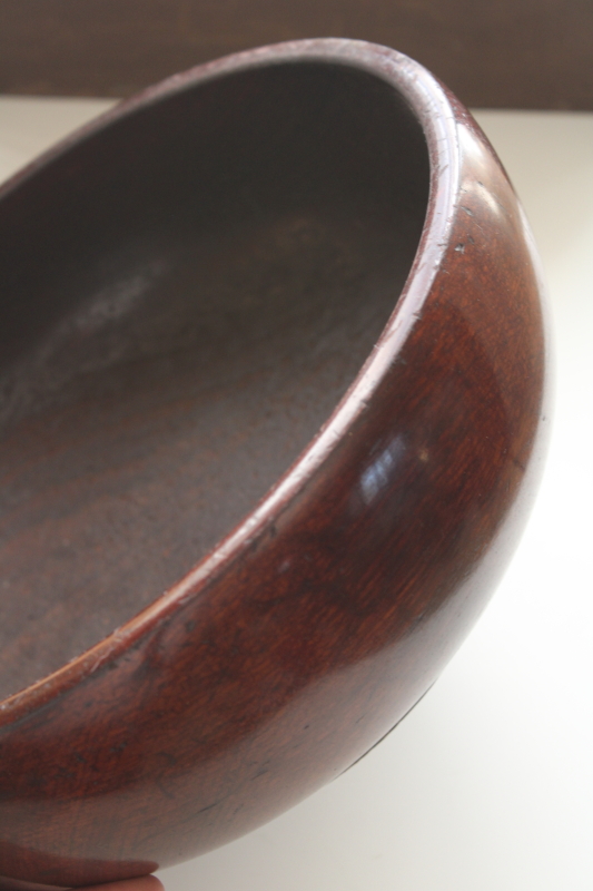 photo of vintage wood bowl, big round dough bowl handcrafted from salvaged old barn beam wood #5