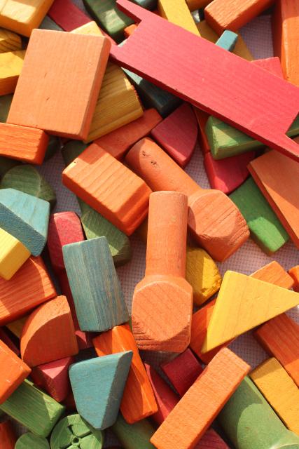 photo of vintage wood building blocks, colorful wooden toy blocks #2