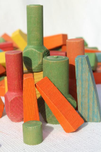 photo of vintage wood building blocks, colorful wooden toy blocks #5