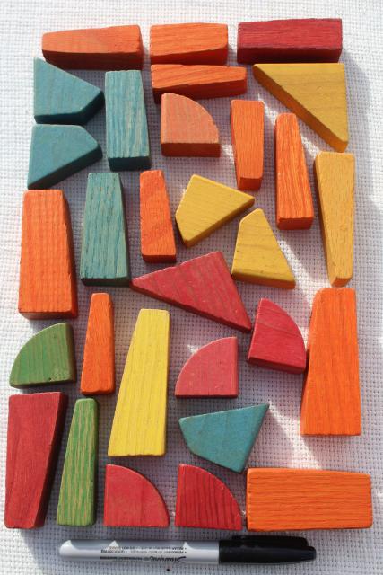 photo of vintage wood building blocks, colorful wooden toy blocks #7