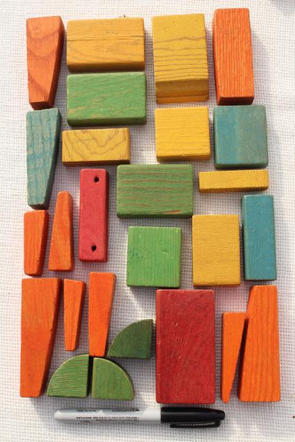 photo of vintage wood building blocks, colorful wooden toy blocks #8