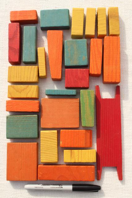 photo of vintage wood building blocks, colorful wooden toy blocks #9