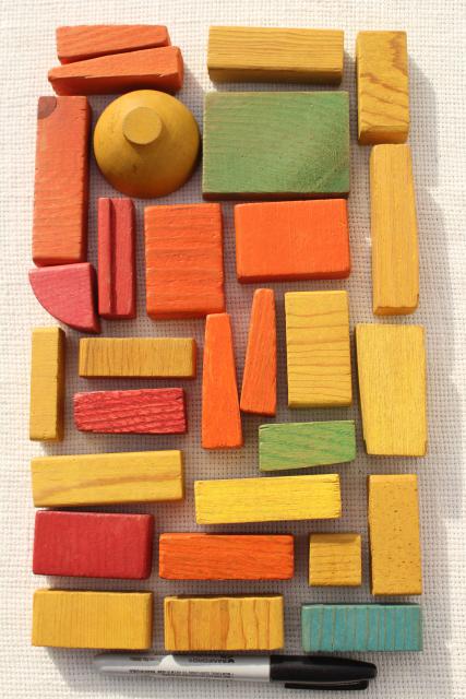 photo of vintage wood building blocks, colorful wooden toy blocks #10