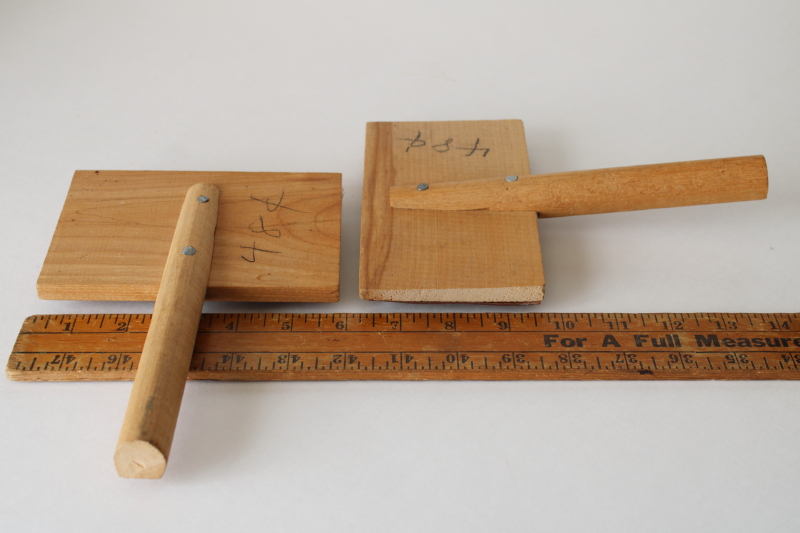 photo of vintage wood carding combs for wool fiber, never used w/ original 48 cent price  #2