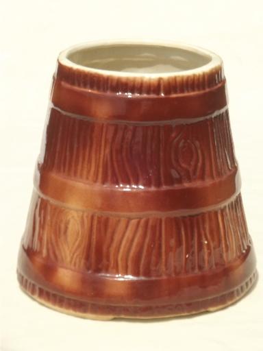 photo of vintage wood churn cookie jar canister for holding spoons & kitchen utensils #2