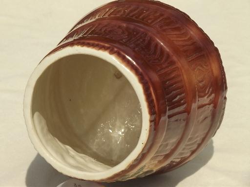 photo of vintage wood churn cookie jar canister for holding spoons & kitchen utensils #5