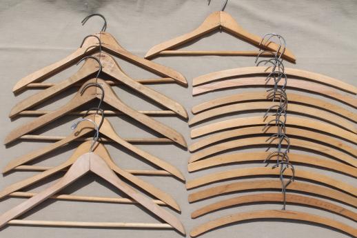 photo of vintage wood clothes hangers lot, wooden hangers & coat hangers #1