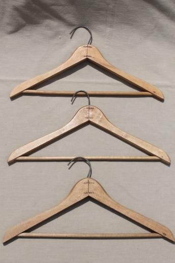 photo of vintage wood clothes hangers lot, wooden hangers & coat hangers #3