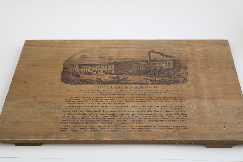 photo of vintage wood crate lid advertising P_G Proctor Gamble Star Candles, primitive decor sign board #2