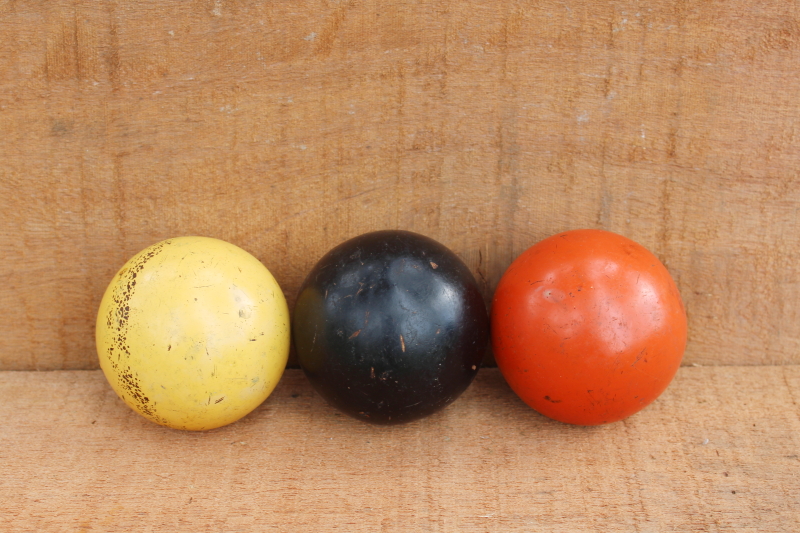 photo of vintage wood croquet balls w/ primitive paint, rustic fall decor bowl fillers  #2