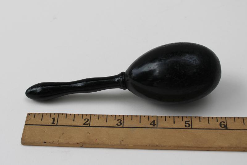 photo of vintage wood darning egg w/ stick handle, sock darner for mending socks / stockings #3