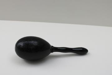 catalog photo of vintage wood darning egg w/ stick handle, sock darner for mending socks / stockings