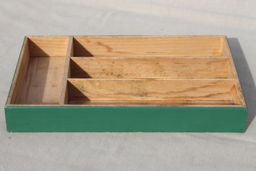 photo of vintage wood drawer dividers, knife box flatware boxes for kitchen utensils #2