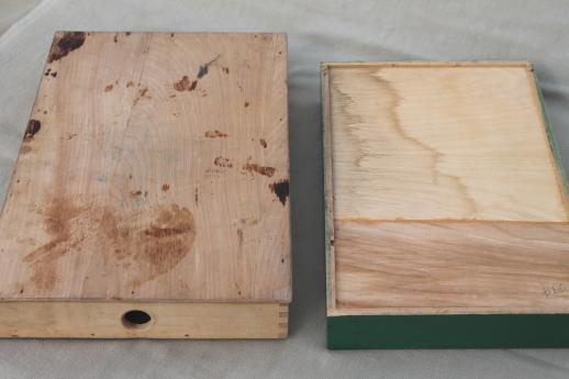 photo of vintage wood drawer dividers, knife box flatware boxes for kitchen utensils #4