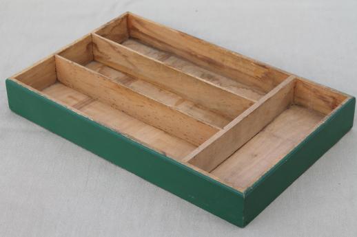 photo of vintage wood drawer dividers, knife box flatware boxes for kitchen utensils #10