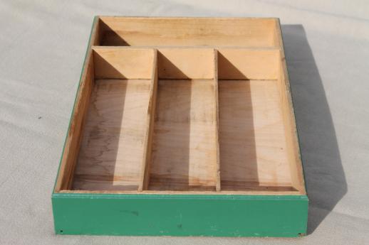 photo of vintage wood drawer dividers, knife box flatware boxes for kitchen utensils #12