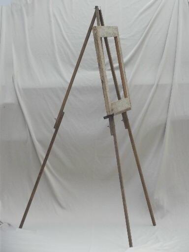 photo of vintage wood easel display stand w/ weathered rustic barn wood sign frame #2