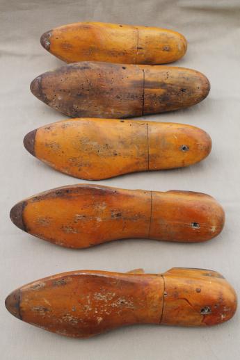 photo of vintage wood feet, wooden foot shoe stretchers or cobbler's lasts for shoemaking #5