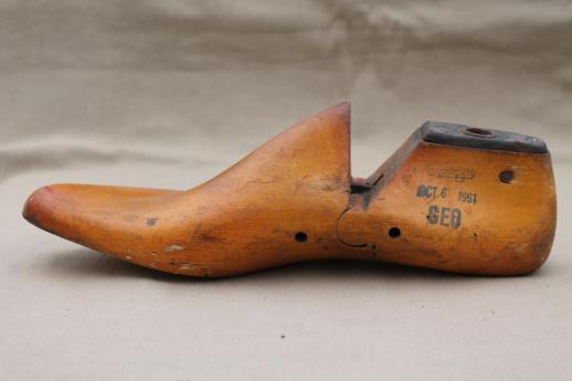 photo of vintage wood feet, wooden foot shoe stretchers or cobbler's lasts for shoemaking #11