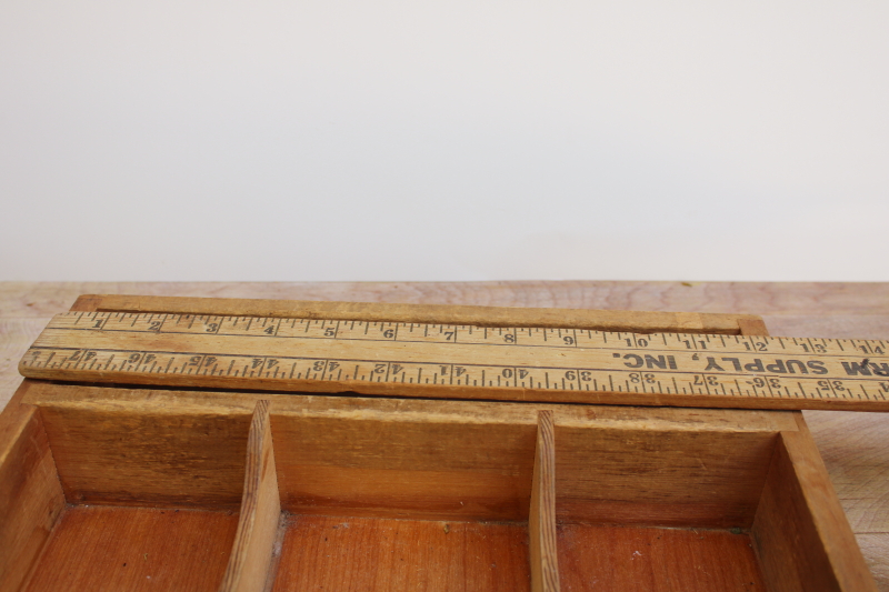 photo of vintage wood flatware tray w/ organizer compartments, sections for utensils #7