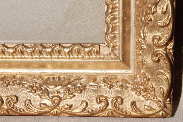photo of vintage wood frames, deep picture frames, ornate gesso painted gold finish #2