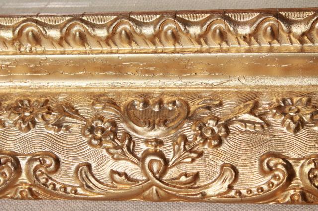 photo of vintage wood frames, deep picture frames, ornate gesso painted gold finish #3