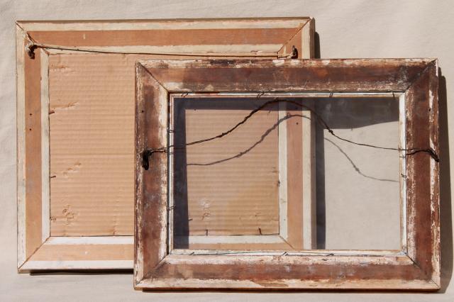 photo of vintage wood frames, deep picture frames, ornate gesso painted gold finish #6