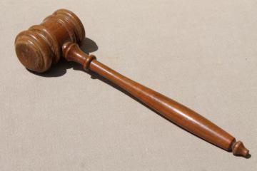 catalog photo of vintage wood gavel, judge gavel or auctioneer's hammer