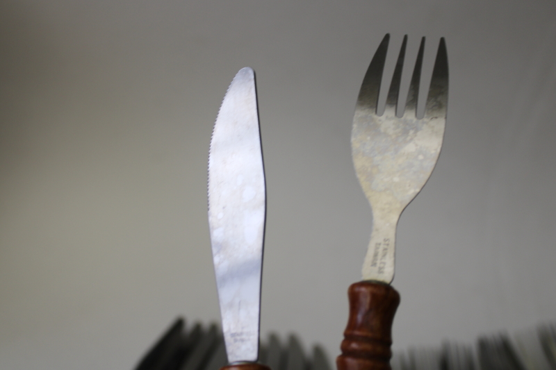 photo of vintage wood handled stainless flatware, primitive country cottage kitchen style #2