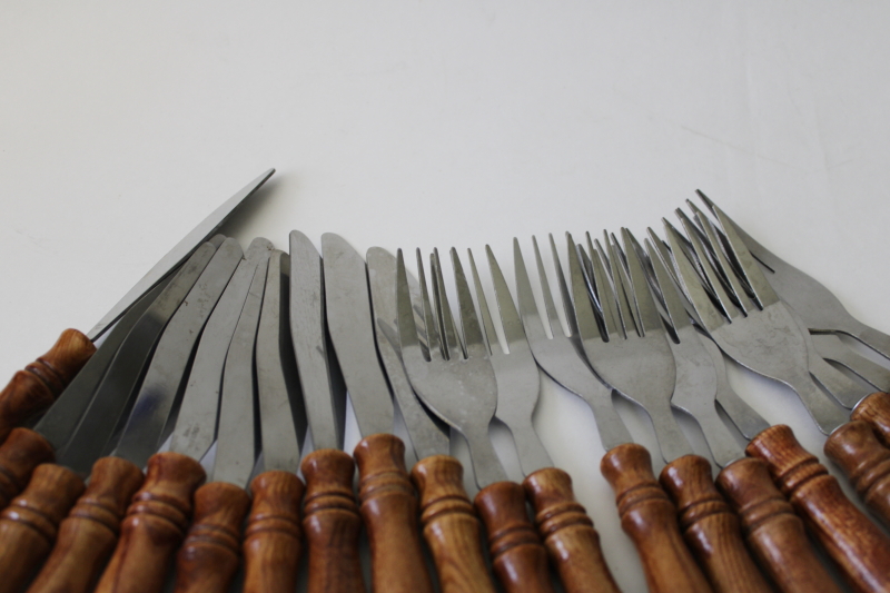 photo of vintage wood handled stainless flatware, primitive country cottage kitchen style #4