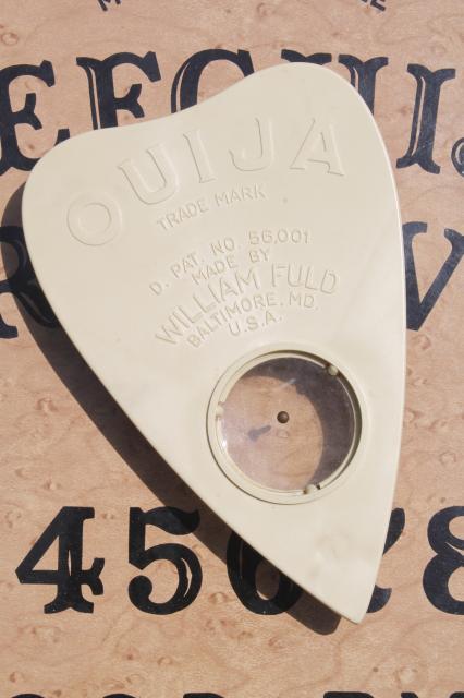 photo of vintage wood hardboard Ouija board & planchette w/ original William Fuld game box #9