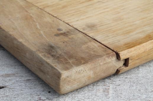 photo of vintage wood kitchen carving / cutting board, big old wooden bread board #5