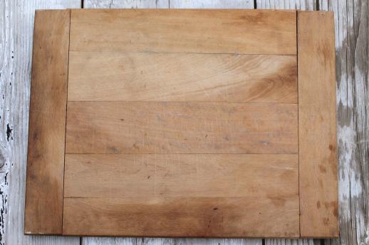 photo of vintage wood kitchen cutting board, big old wooden bread board #2