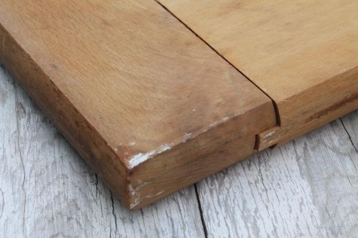 photo of vintage wood kitchen cutting board, big old wooden bread board #5