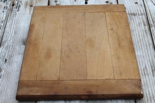 photo of vintage wood kitchen cutting board, big old wooden bread board #6