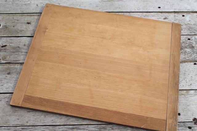 photo of vintage wood kitchen cutting board, big old wooden dough board, bread board #1