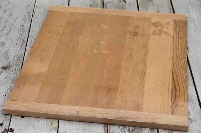 photo of vintage wood kitchen cutting board, big old wooden dough board, bread board #4