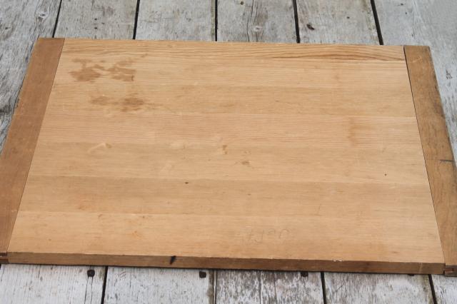 photo of vintage wood kitchen cutting board, big old wooden dough board, bread board #6