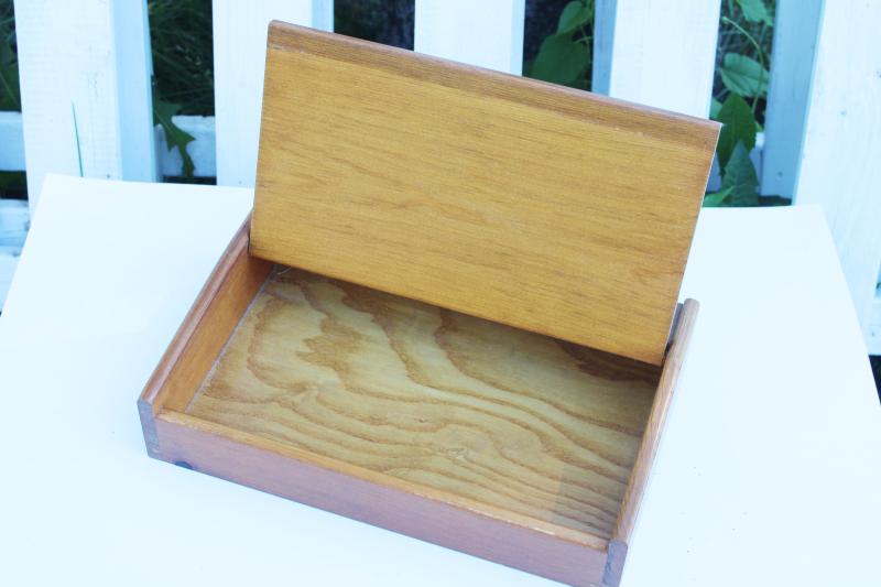 photo of vintage wood lap desk, writing or art box w/ hand painted strawberries cottage style #3