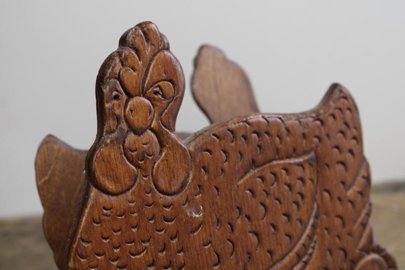 photo of vintage wood napkin holder hen on nest, rustic country kitchen farmhouse style #5