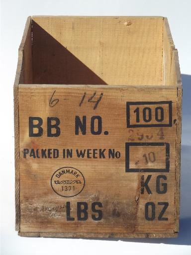 photo of vintage wood packing crate, Flora Danica - Denmark shipping box #3