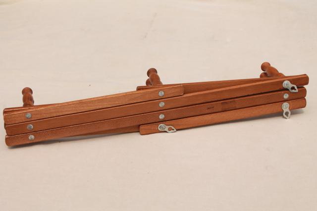 photo of vintage wood peg mug rack, accordion adjustable wall rack for coffee mugs or coat rack #4
