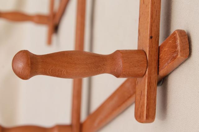 photo of vintage wood peg mug rack, accordion adjustable wall rack for coffee mugs or coat rack #5