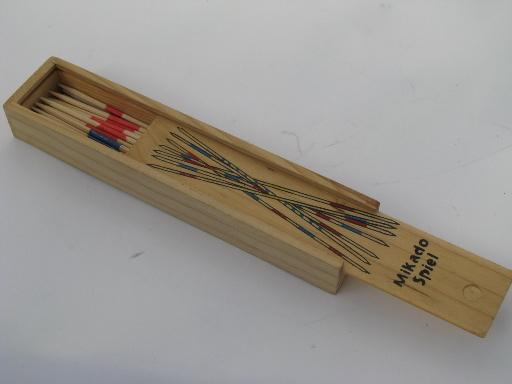 photo of vintage wood pick-up-sticks game, painted wooden sticks, instructions #2