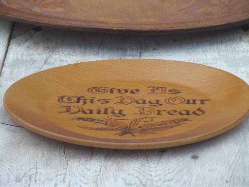 photo of vintage wood plates, daily bread plate & maple leaf serving tray #6