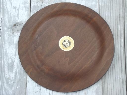 photo of vintage wood plates, daily bread plate & maple leaf serving tray #8