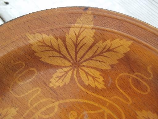 photo of vintage wood plates, daily bread plate & maple leaf serving tray #10