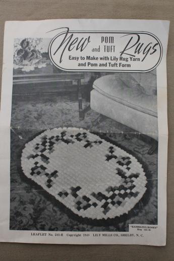 photo of vintage wood pom-pon loom, Lily brand rug maker tool w/ instruction leaflet for fluff rugs #5