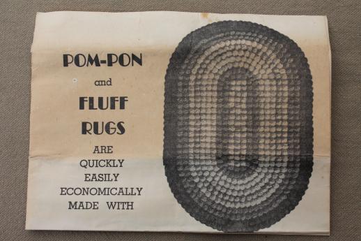 photo of vintage wood pom-pon loom, Lily brand rug maker tool w/ instruction leaflet for fluff rugs #6